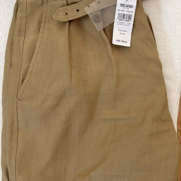 Linen Shorts | Todd Snyder | Pleated 31W | Brand New - Picture 3 of 4